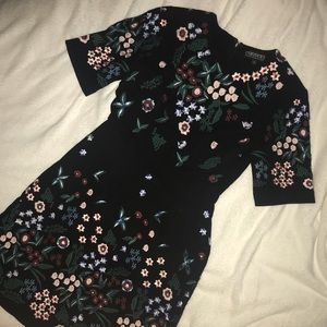 Black dress with floral embroidery